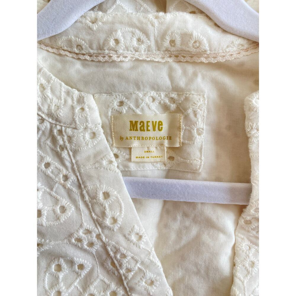 Maeve Anthropologie Harper White Eyelet Tunic Mini Swing Dress Short Sleeve Sm - Picture 4 of 6